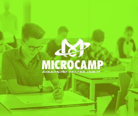 Capa da Microcamp no Portfólio de Trabalhos Publicitários da Agência de Marketing Galaxxia